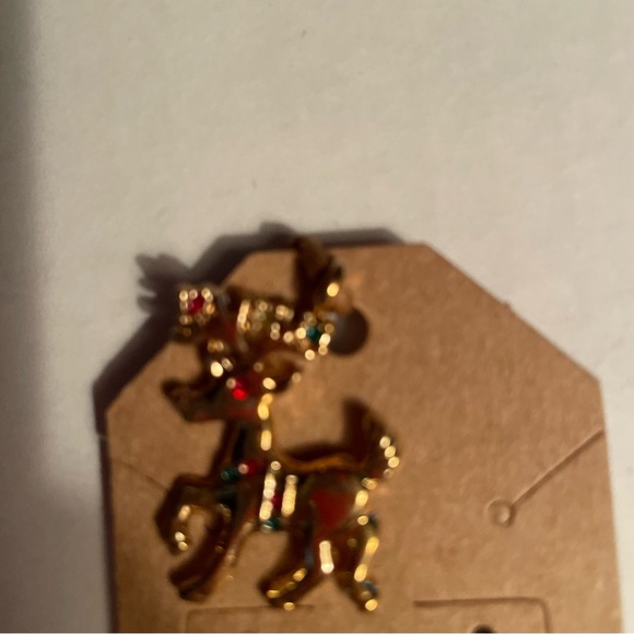 Jewelry, Charm for bracelet or necklace. Gold reindeer with tiny “faux gemstone” - Picture 5 of 6